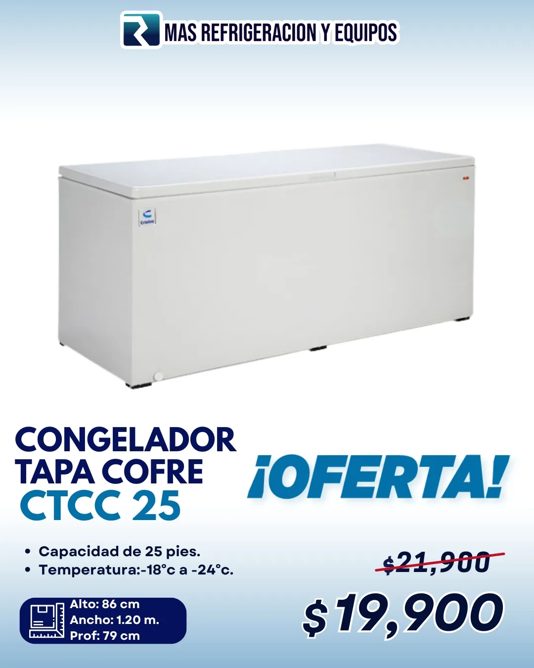 CONGELADOR TAPA COFRE 25 PIES